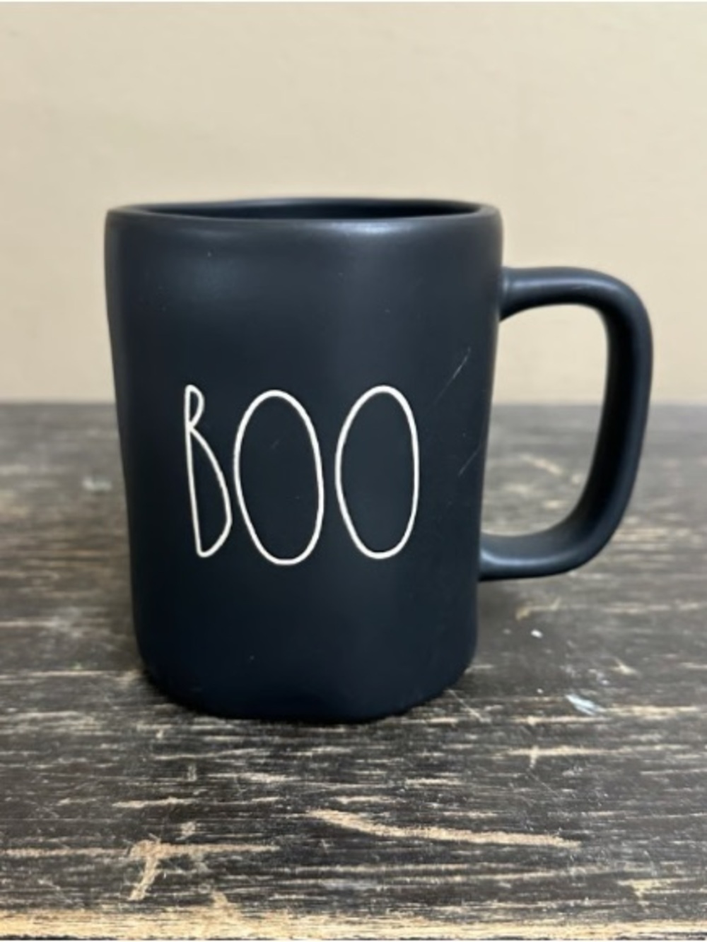 Matte Black 'BOO' Ceramic Mug - Halloween Coffee Cup